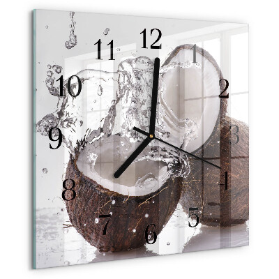 Wanduhr aus glas Kokosnüsse