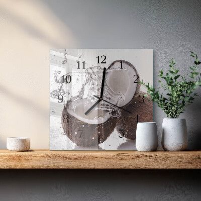 Wanduhr aus glas Kokosnüsse
