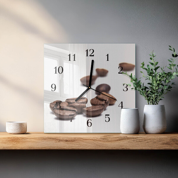 Wanduhr aus glas Kaffeebohnen