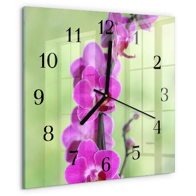 Wanduhr aus glas Orchidee