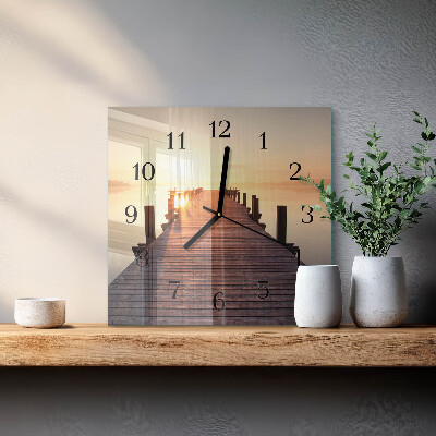 Wanduhr aus glas Brücke über den See