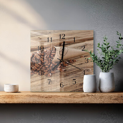 Wanduhr aus glas Kaffeebohnen