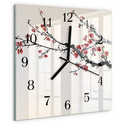 Wanduhr aus glas Blumen