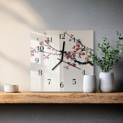 Wanduhr aus glas Blumen