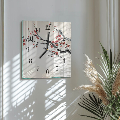 Wanduhr aus glas Blumen