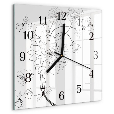 Wanduhr aus glas Blumen