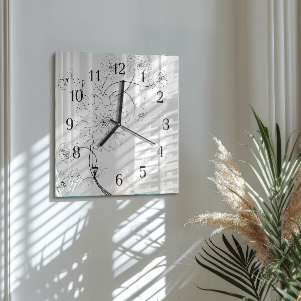 Wanduhr aus glas Blumen