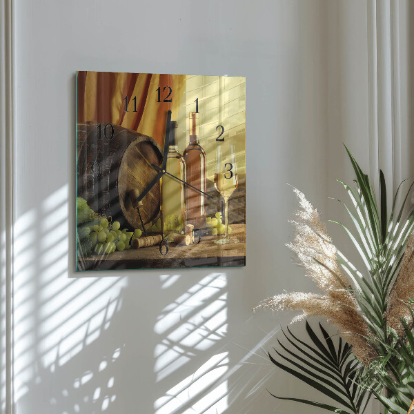 Wanduhr aus glas Weinfass