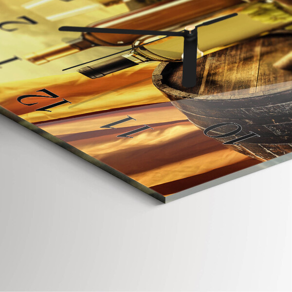 Wanduhr aus glas Weinfass