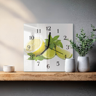 Wanduhr aus glas Zitronenminze