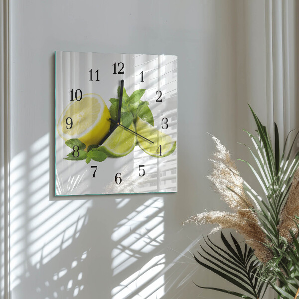 Wanduhr aus glas Zitronenminze