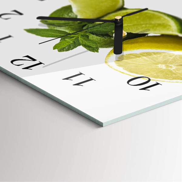 Wanduhr aus glas Zitronenminze