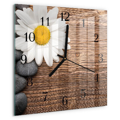Wanduhr aus glas Gänseblümchen