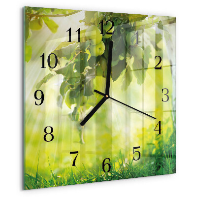 Wanduhr aus glas Apfelbaum
