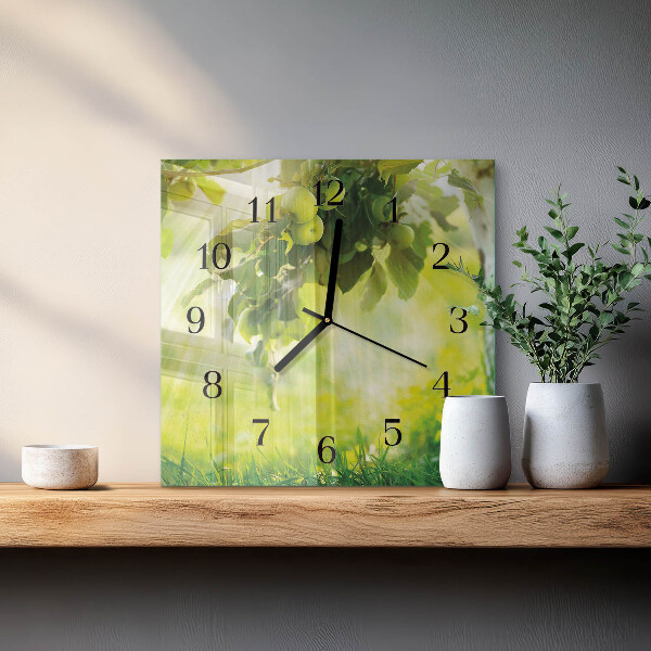Wanduhr aus glas Apfelbaum