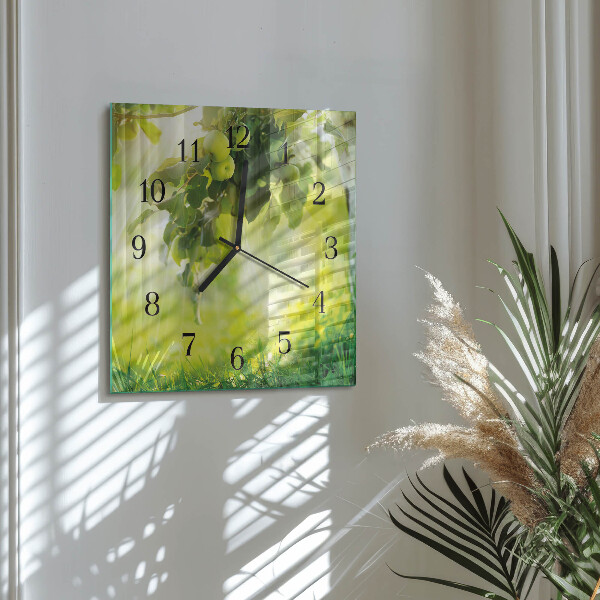 Wanduhr aus glas Apfelbaum