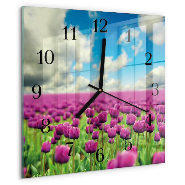Wanduhr aus glas Tulpen