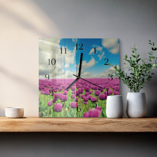 Wanduhr aus glas Tulpen