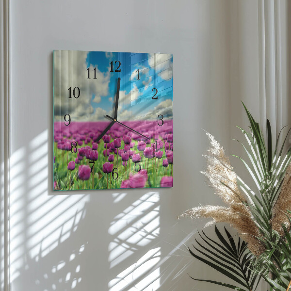 Wanduhr aus glas Tulpen