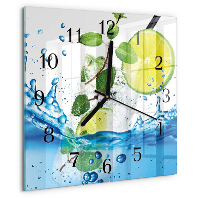 Wanduhr aus glas Limette und Minze