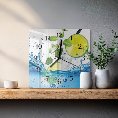 Wanduhr aus glas Limette und Minze