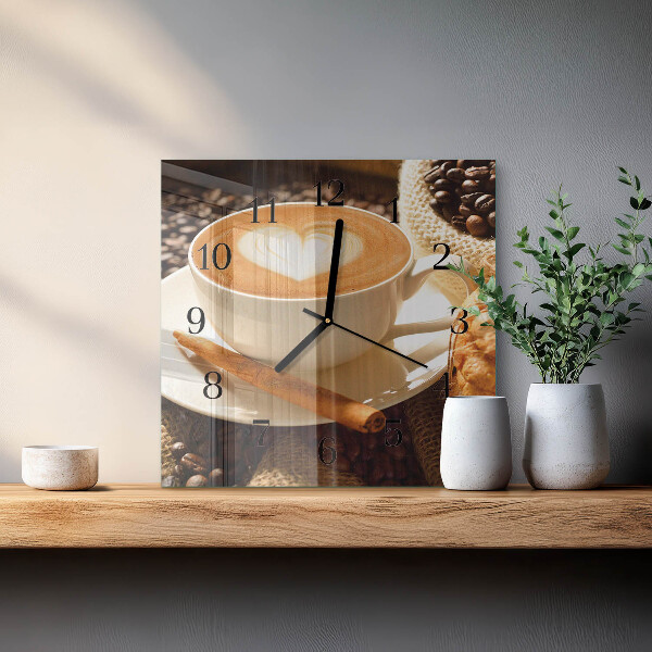 Wanduhr aus glas Kaffeeherz