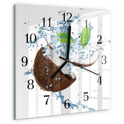 Wanduhr aus glas Kokosnuss