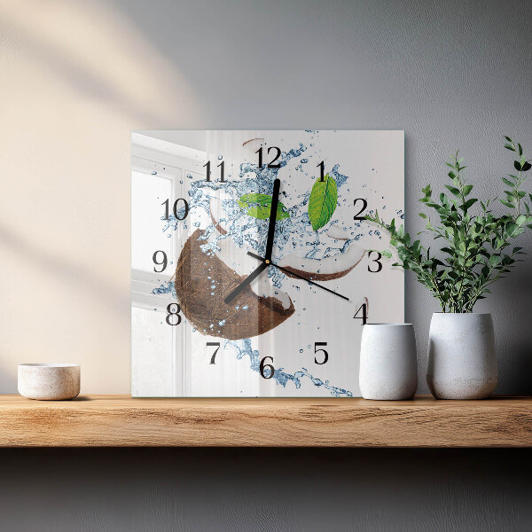 Wanduhr aus glas Kokosnuss