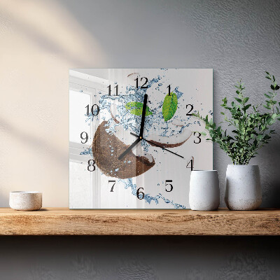 Wanduhr aus glas Kokosnuss