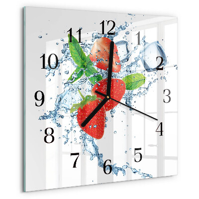 Wanduhr aus glas Erdbeeren