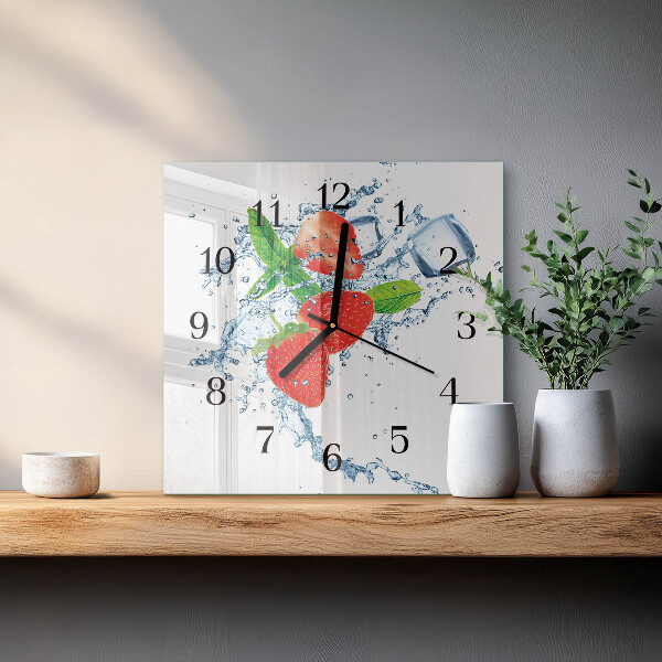 Wanduhr aus glas Erdbeeren