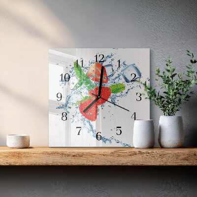 Wanduhr aus glas Erdbeeren