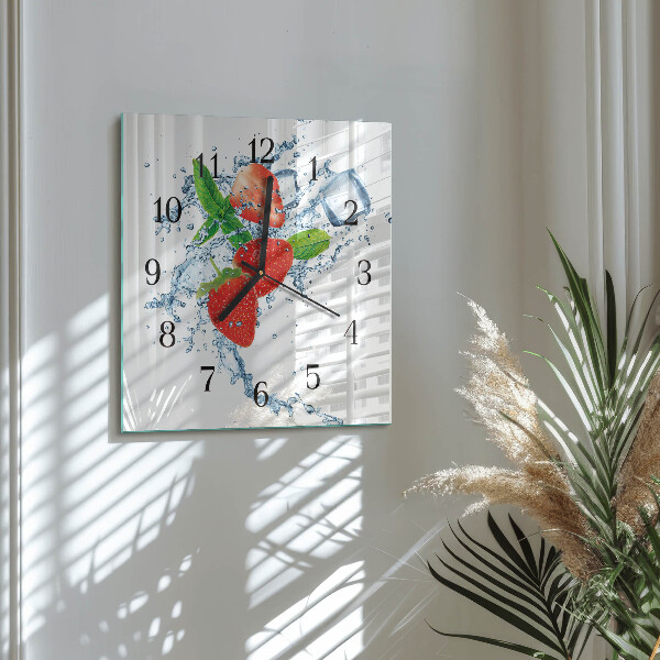 Wanduhr aus glas Erdbeeren