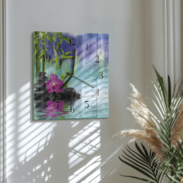 Wanduhr aus glas Spa Orchidee