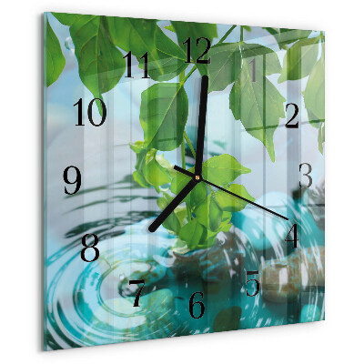 Wanduhr aus glas Blätter