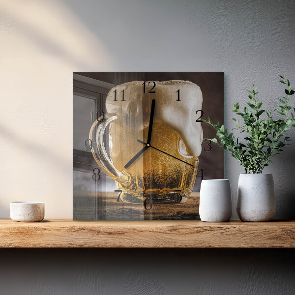 Wanduhr aus glas Bier