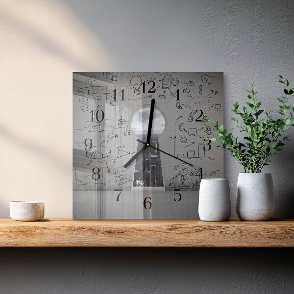Wanduhr aus glas Schlüsselloch