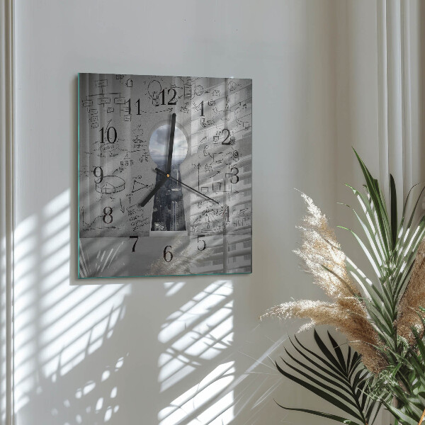 Wanduhr aus glas Schlüsselloch