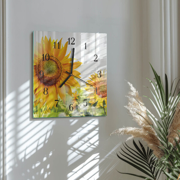 Wanduhr aus glas Sonnenblume