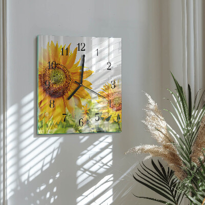 Wanduhr aus glas Sonnenblume