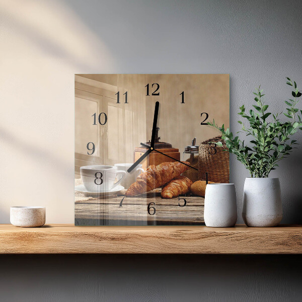 Wanduhr aus glas Croissants