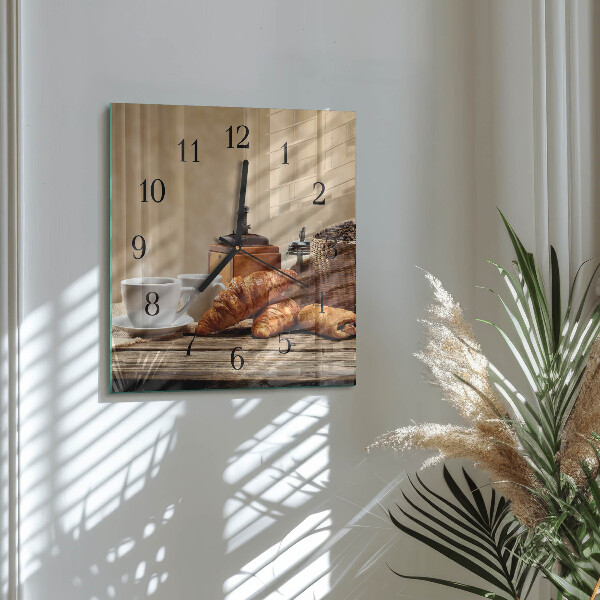 Wanduhr aus glas Croissants