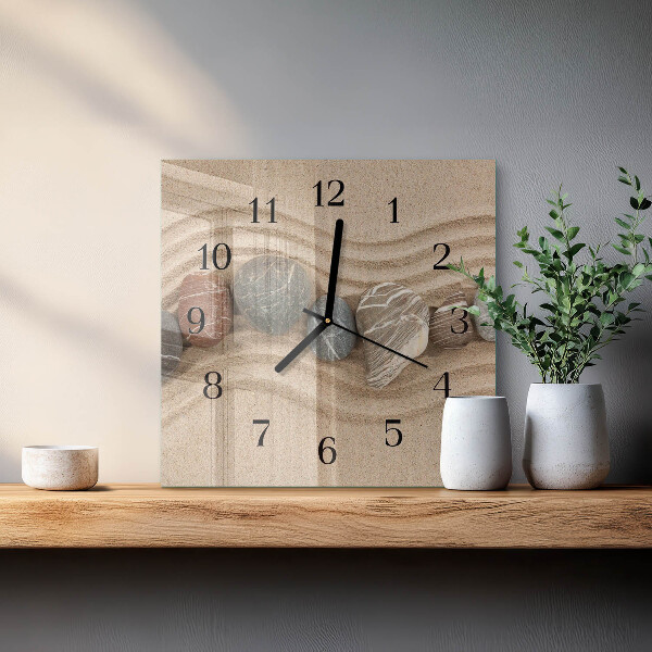Wanduhr aus glas Steine Sand