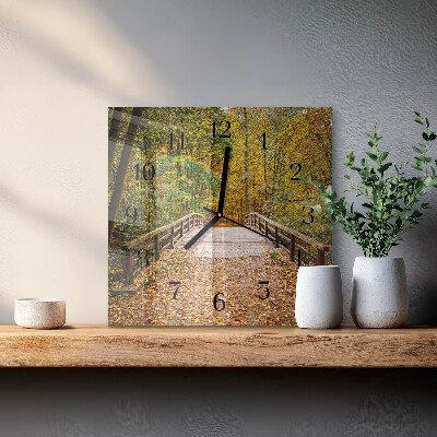 Wanduhr aus glas Waldbrücke