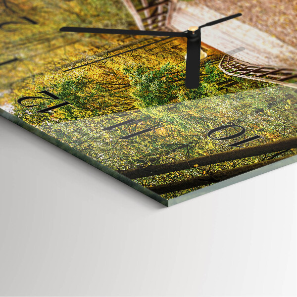 Wanduhr aus glas Waldbrücke