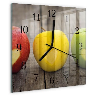 Wanduhr aus glas Äpfel