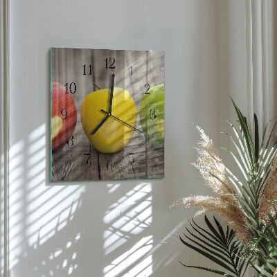 Wanduhr aus glas Äpfel