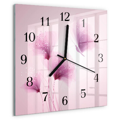 Wanduhr aus glas Blumen