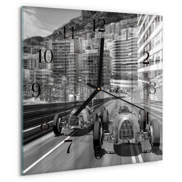 Wanduhr aus glas Rennwagen