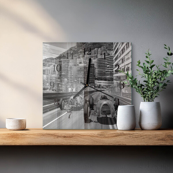 Wanduhr aus glas Rennwagen